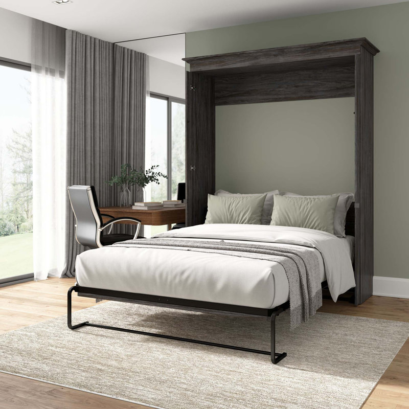 Grand lit escamotable Alvaretta, Noyer gris