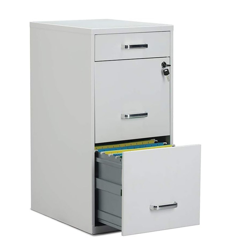 White 3-Drawer Lockable Metal Vertical Filing Cabinet
