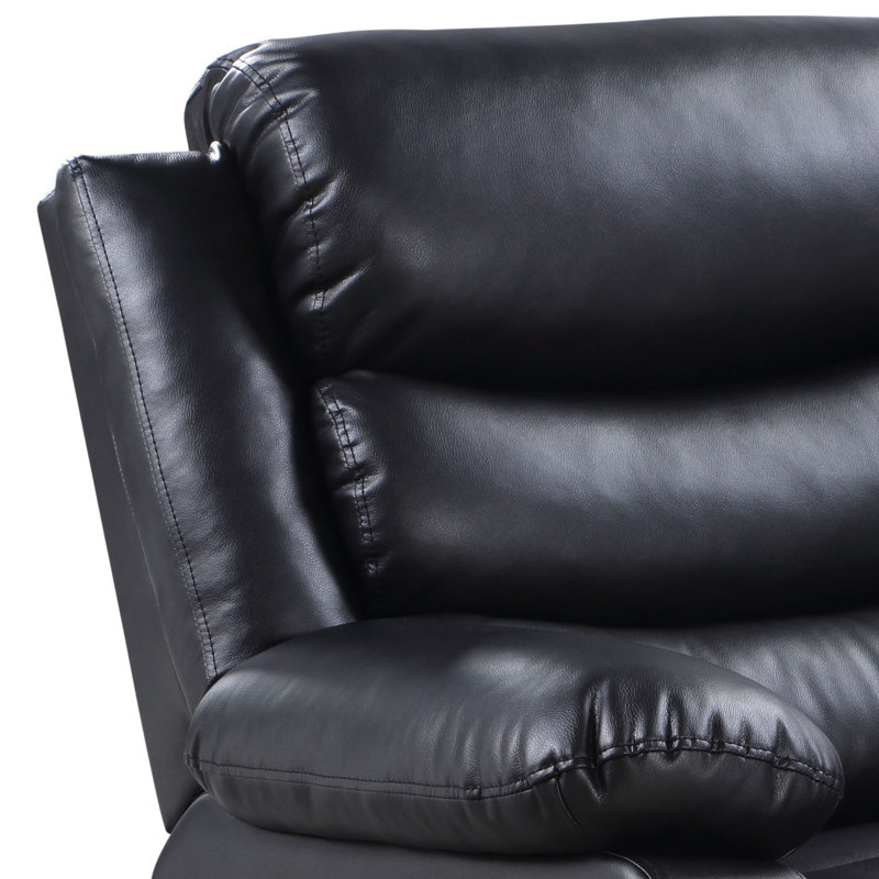 Fauteuil inclinable électrique en cuir synthétique, Manuel - Bouton-poussoir, Noir
