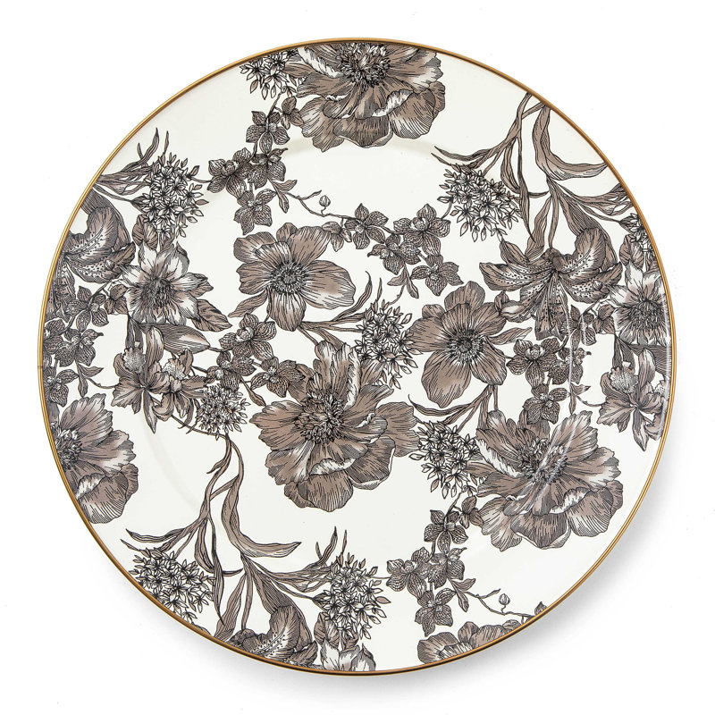 Sterling Check Enamel Charger/Plate, Gray/White