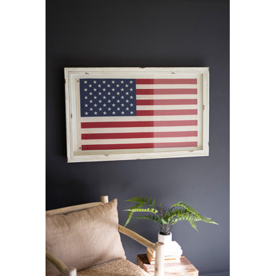 Art mural, grand drapeau américain encadré sous verre H 31,5 po