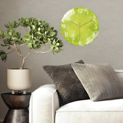 Translucent Green Clock Face Numbers Art - 12'' Modern Glass Wall Clock