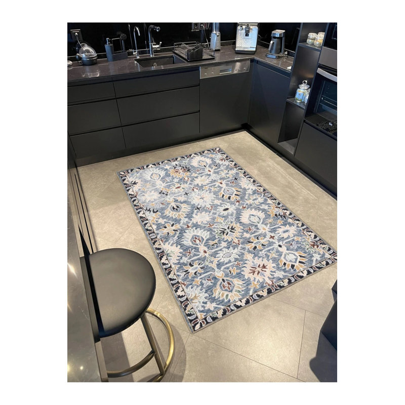 White Themed Floral Patterned Decorative And Woven Based Washable Carpet, Runner 2'6" x 9'11"