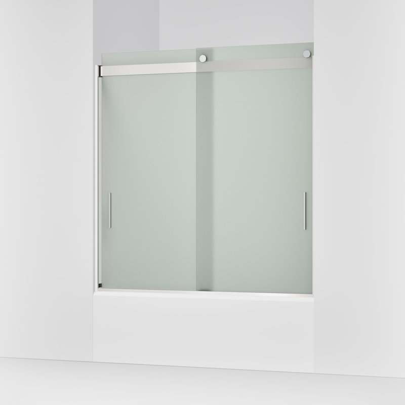 Porte de baignoire de dérivation 59,62 "x 62" avec technologie CleanCoat Levity, Argent brillant, Givré