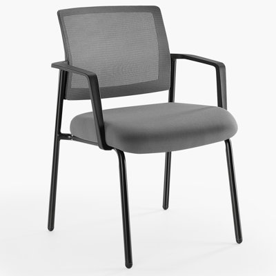 1 Pack Mesh Back Stacking Arm Chairs, Guest Reception Chairs, Ergonomic Office Chair with Armrests by Inbox Zero