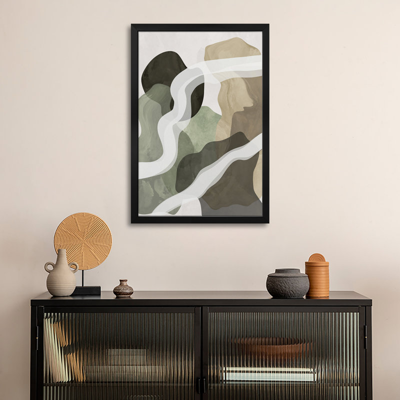 Abstrait, formes vertes - reproduction d'art murale - affiche de galerie, H 32 po x l 24 po