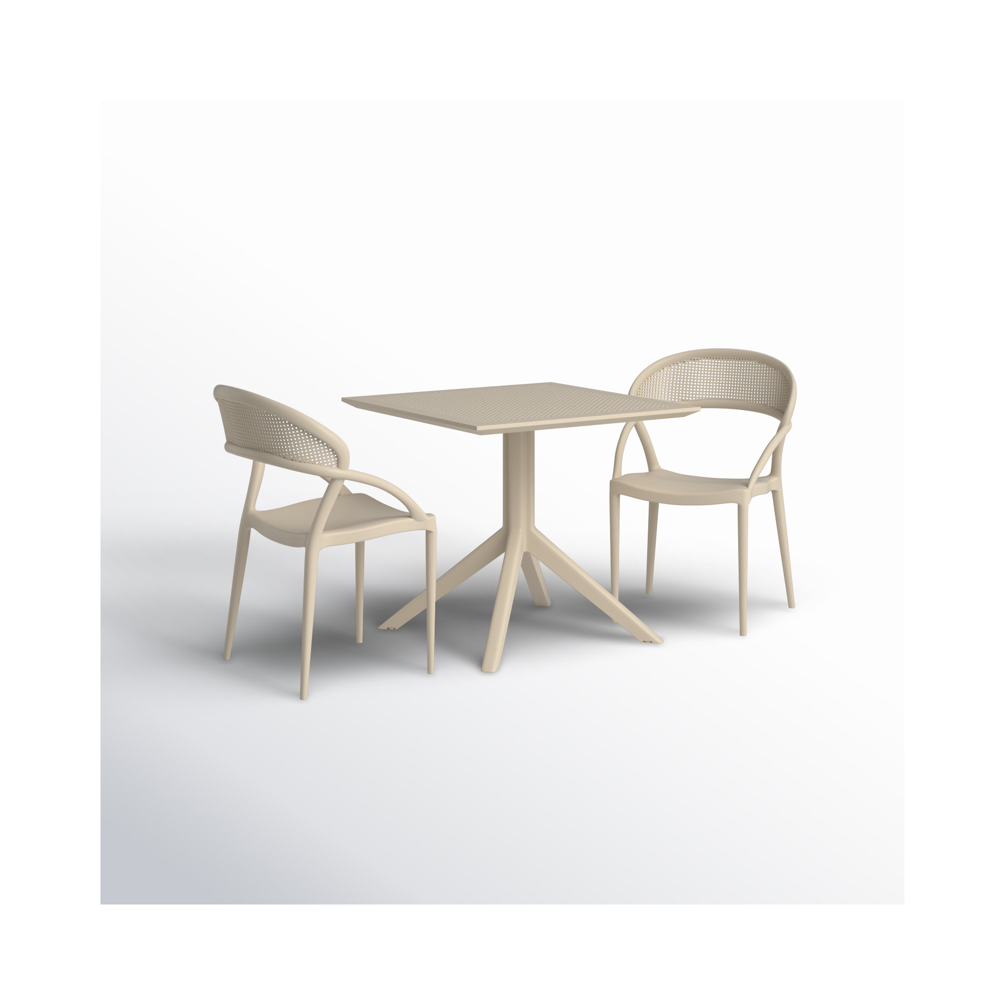 Farrah Patio 3 Piece Bistro Set, Taupe