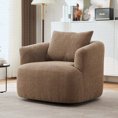 Fauteuil demi-tonneau pivotant à 360 ° 38,2 po avec coussin décoratif inclus