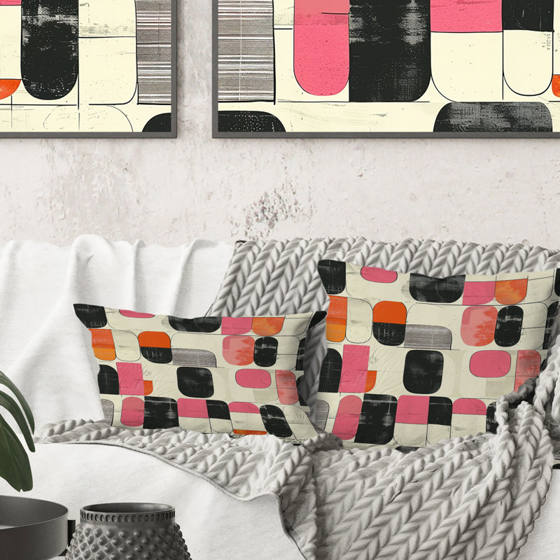 Coussin rose rose Midcentury Shapes, H 18 po x l 18 po