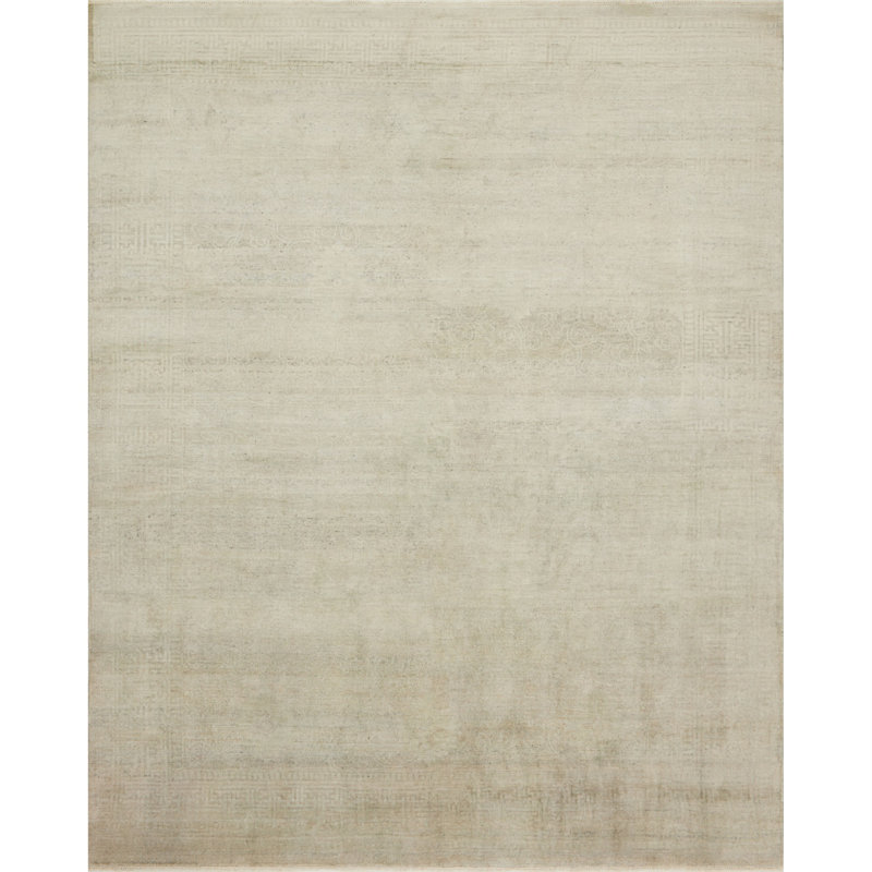 Tapis gris noué à la main Lucid, Rectangle 12 pi x 15 pi