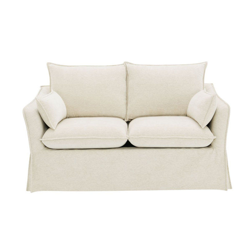 Causeuse Shane en lin beige avec 2 coussins