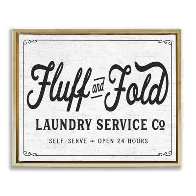 Fluff and Fold Laundry Room Grain Framed Floater Canvas Wall Art by Lettered and Lined