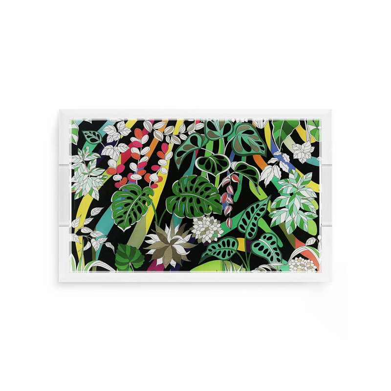 Sabi Jungle Black Acrylic Rectangle Decorative Tray, 12.5"W x 7.75"D x 2"H