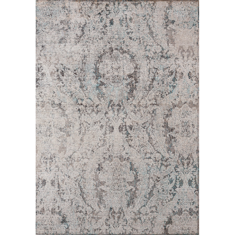 Tapis gris à motif floral Rummond, Rectangle 7 pi 10 po x 10 pi 6 po