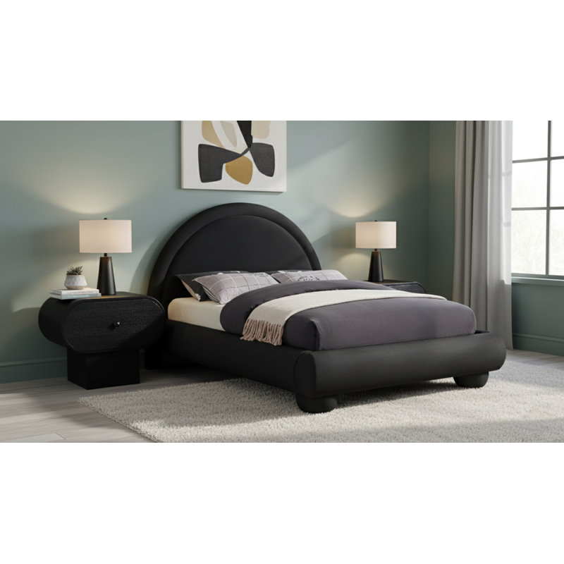 Madrid Velvet Bed, Queen, Black Velvet