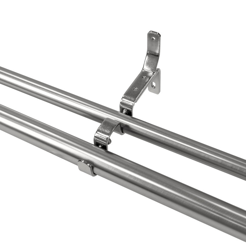 Support double non ajustable 1 po et 3/4 po Lumi Home Furnishings, nickel brossé, Nickel brossé