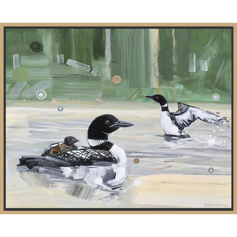 «Acting Looney», peinture sur toile à cadre flottant, Cadre doré, H 18 po x l 22 po x P 2 po