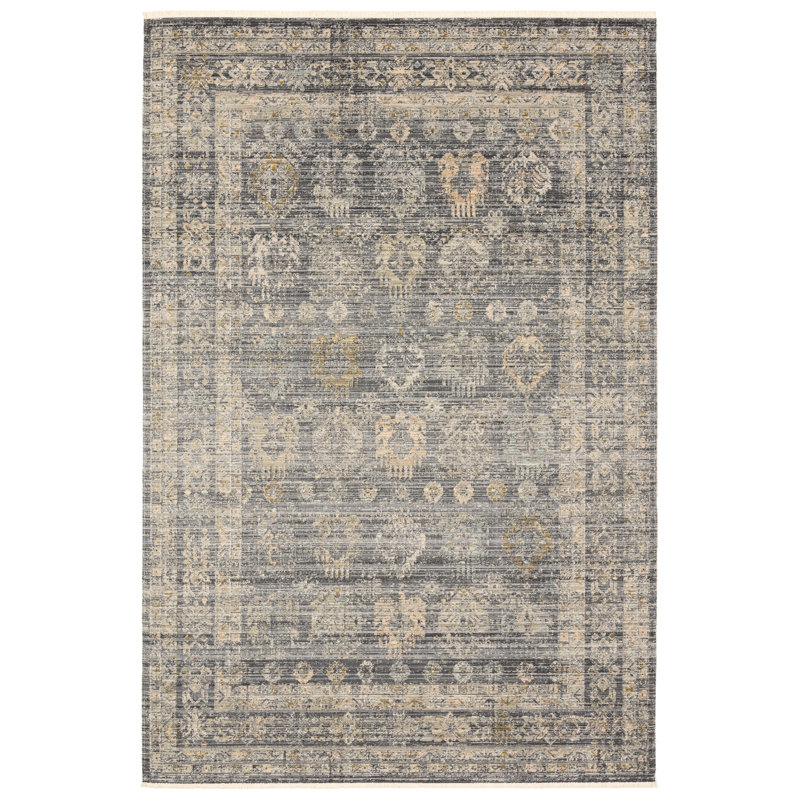 Halladay Indoor/Outdoor Oriental Gray/Tan Area Rug (7'6"X9'7"), Rectangle 7'6" x 9'7"