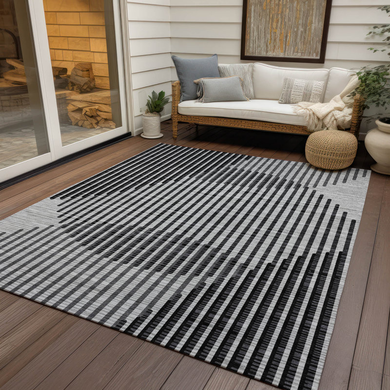 Chayden intérieur / extérieur lavable à la machine ACN1001 gris, Rectangle 5 pi x 7 pi 6 po