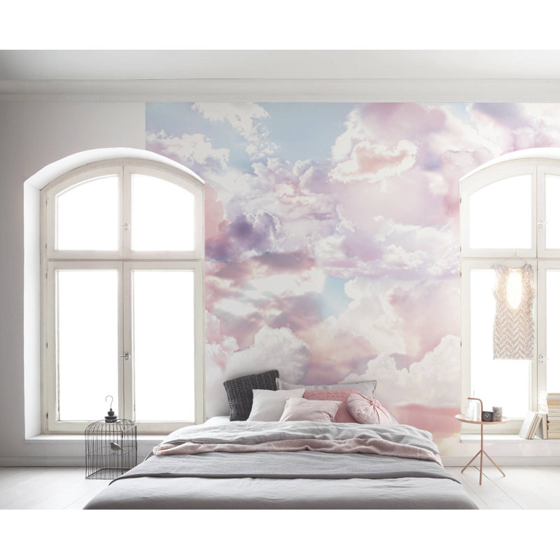Caterin 3m x 250cm Matte Wallpaper Mural, Light pink
