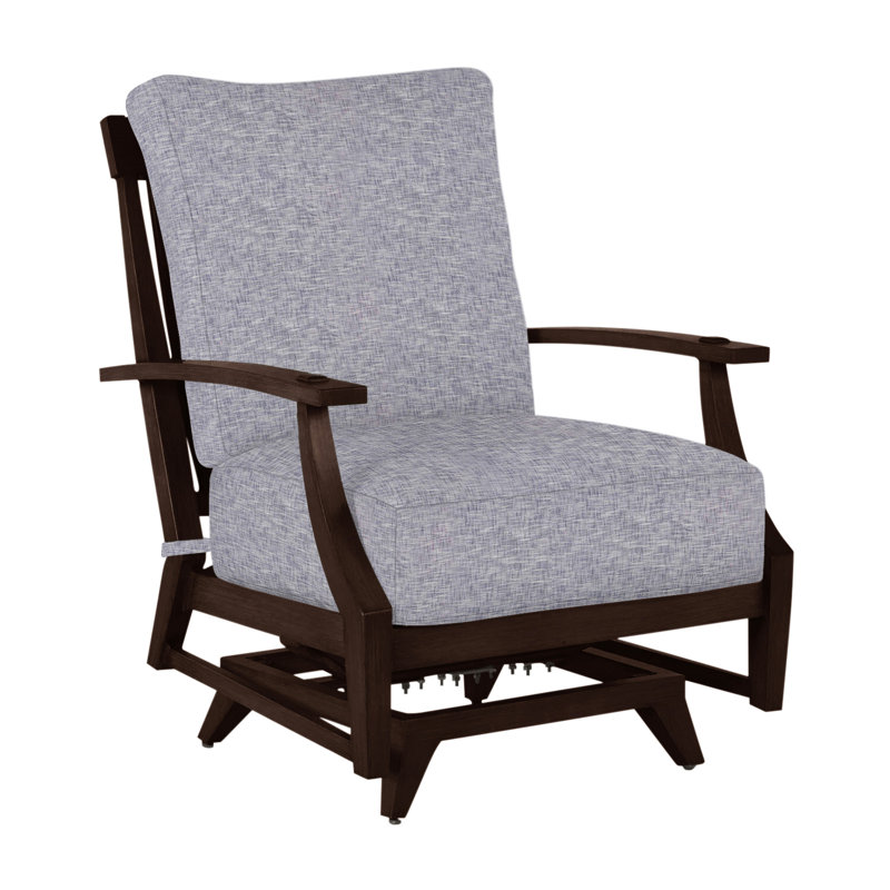 Croquet Aluminum Spring Lounge - Mahogany, No Welt, Mahogany, Snow Sunbrella® Linen
