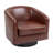 Applewold Upholstered Red Brown Faux Leather Swivel Barrel Chair with Solid Wood Base-826987973