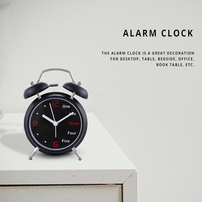 Quartz Movement / Crystal Alarm Tabletop Clock Black
