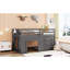 Lit mezzanine simple gris avec tablette et armoire - Structure en bois massif pour économiser de l'espace-1401287270