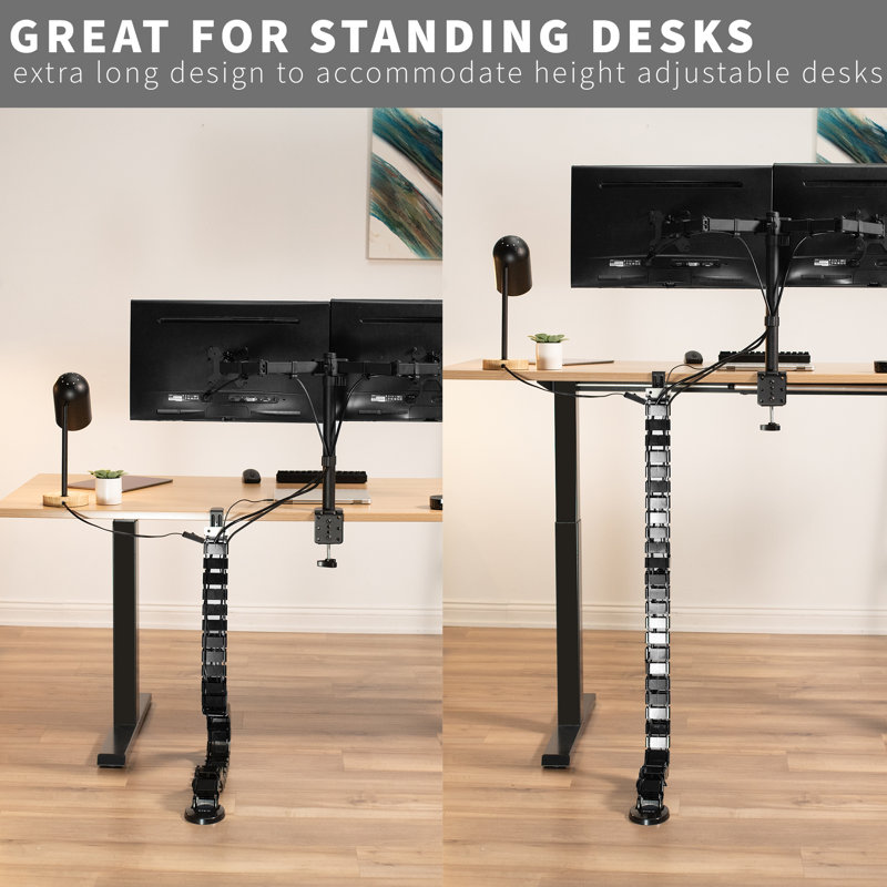 Black Clamp-On Vertebrae Cable Management Kit for Desk