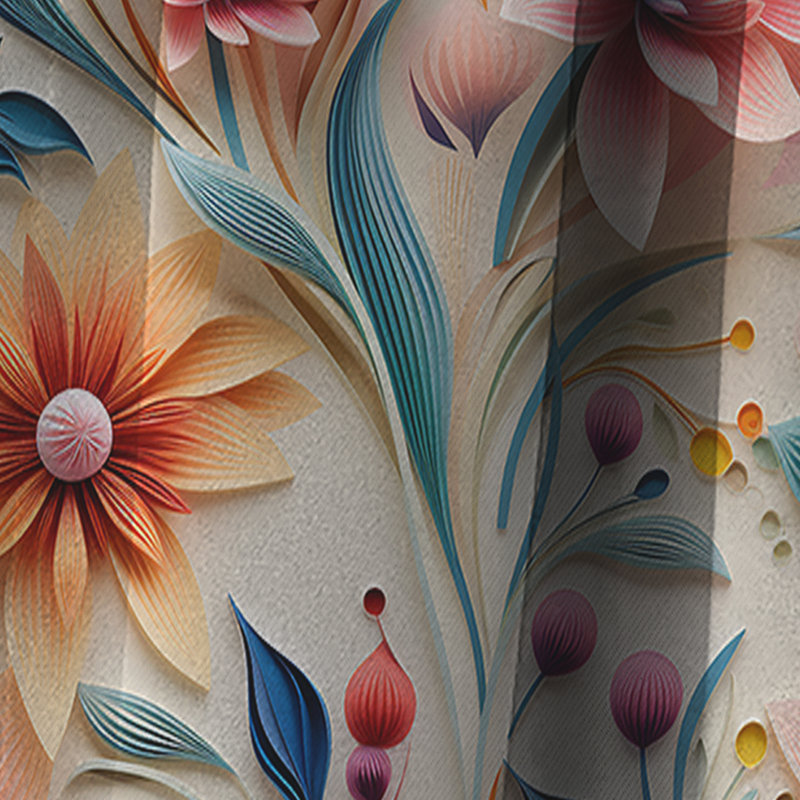Composition de fleurs de couleur pastel botanique II - rideau occultant - 1 panneau, L 52 po x L 84 po