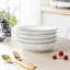 4 Pieces Ceramic Dinnerware Set, Soup Plates, White Poreclain, Embossed Design around Edge, Service For 4 People, 900ML-137526491