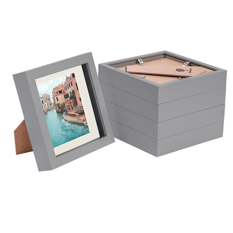 3D Box Photo Frames Mount, 4" x 4", Ivory