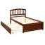Lit plateforme simple en bois de noyer avec lit gigogne - Solution de couchage moderne et convertible polyvalente-1113325936