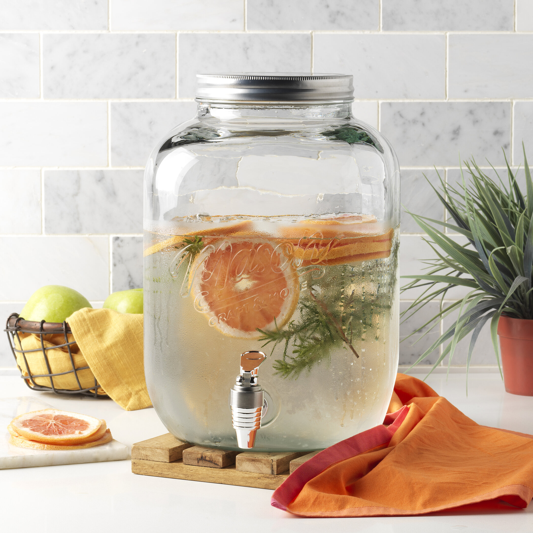 Home Basics 153.6 oz. X-Large Clear Glass Mason Canister Jar