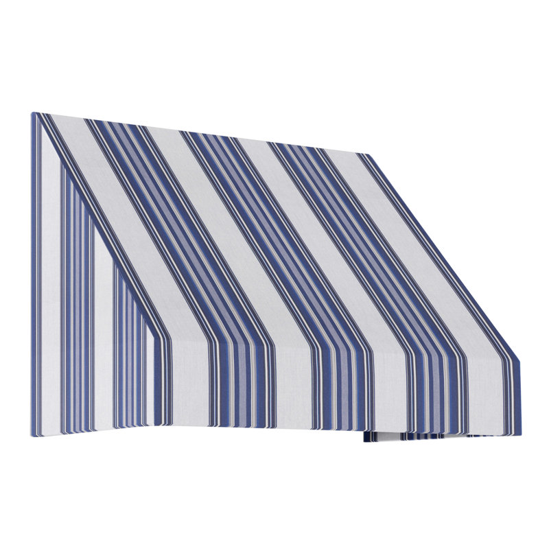 Auvent fixe en tissu acrylique New Yorker Awntech, Bleu marine, gris, blanc multicolore, H 24 po x l 40,5 po x P 48 po