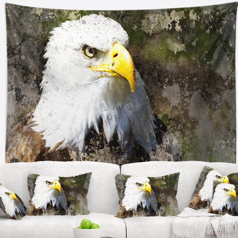 Tête d'aigle animal avec textures, H 32 po x l 39 po
