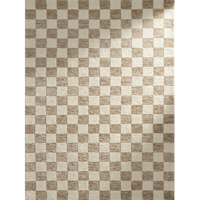 Rug Branch Roxie 5' x 8' (5'3" x 7'7") Beige/Brown Checkered Indoor Area Rug, Comtemporary, Medium Pile, Stain-Resistant Carpet - Living Room, Bedroom, Dining Room, and Kitchen