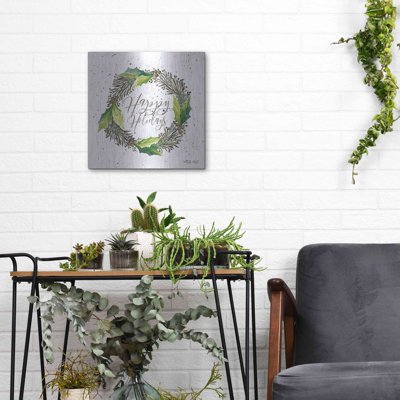 'Happy Holidays Wreath' by Cindy Jacobs, Metal Wall Art