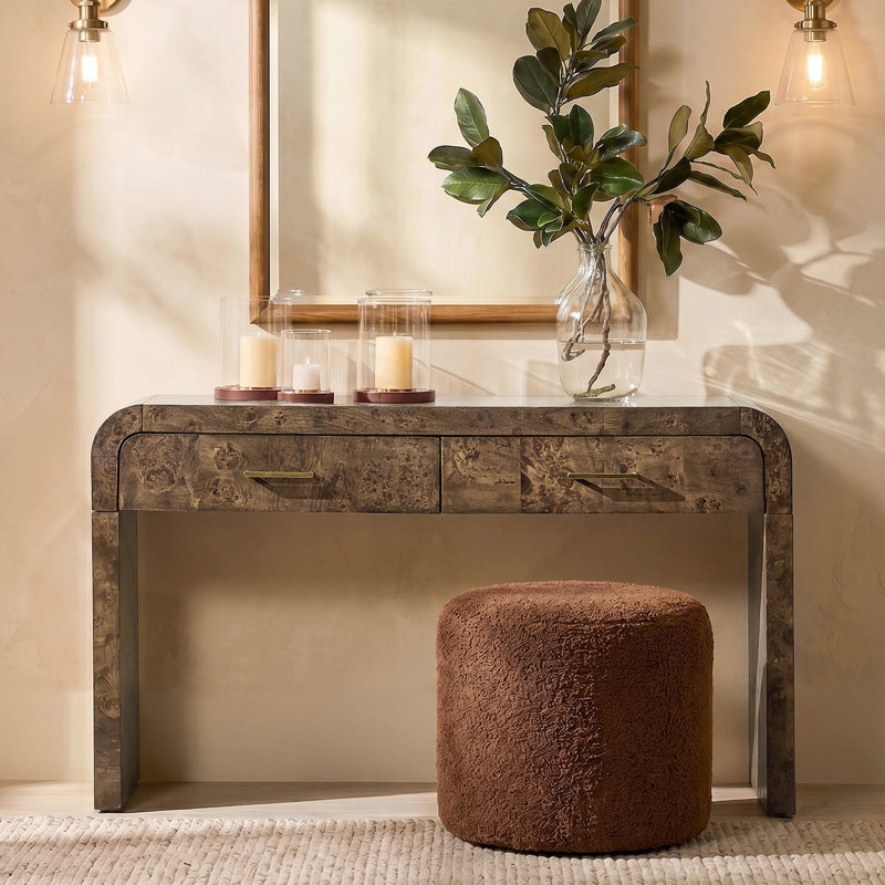 Console 2 tiroirs en bois massif Amandine, Noyer