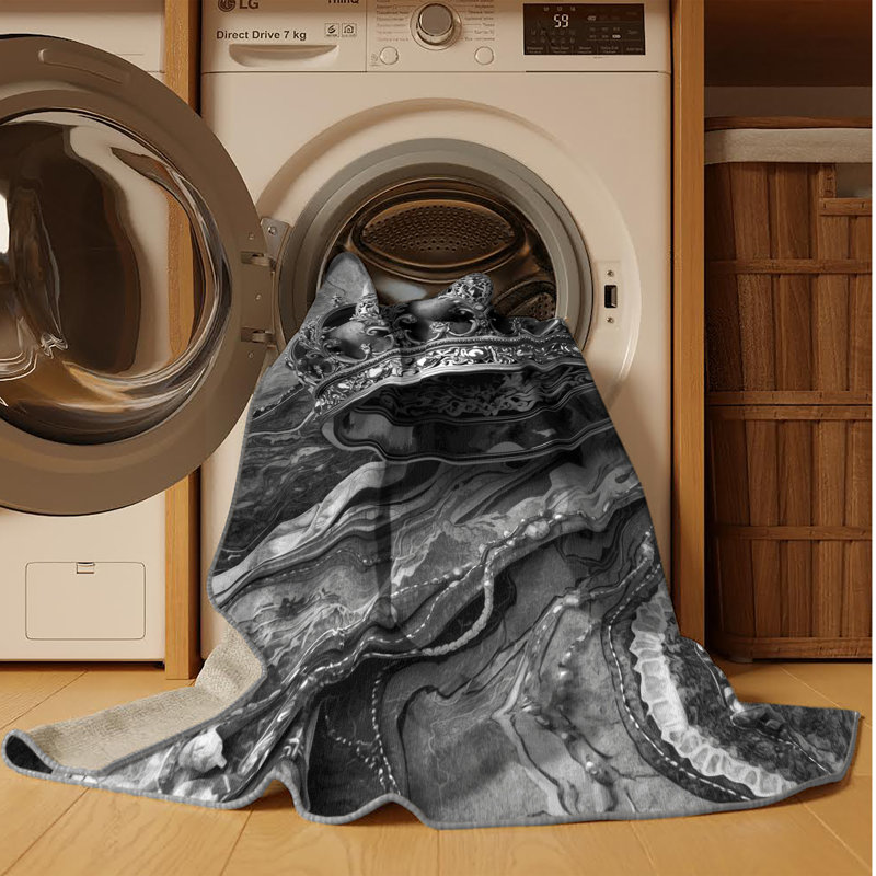 Tapis gris ornemental lavable à la machine Darwin, 7 x 10