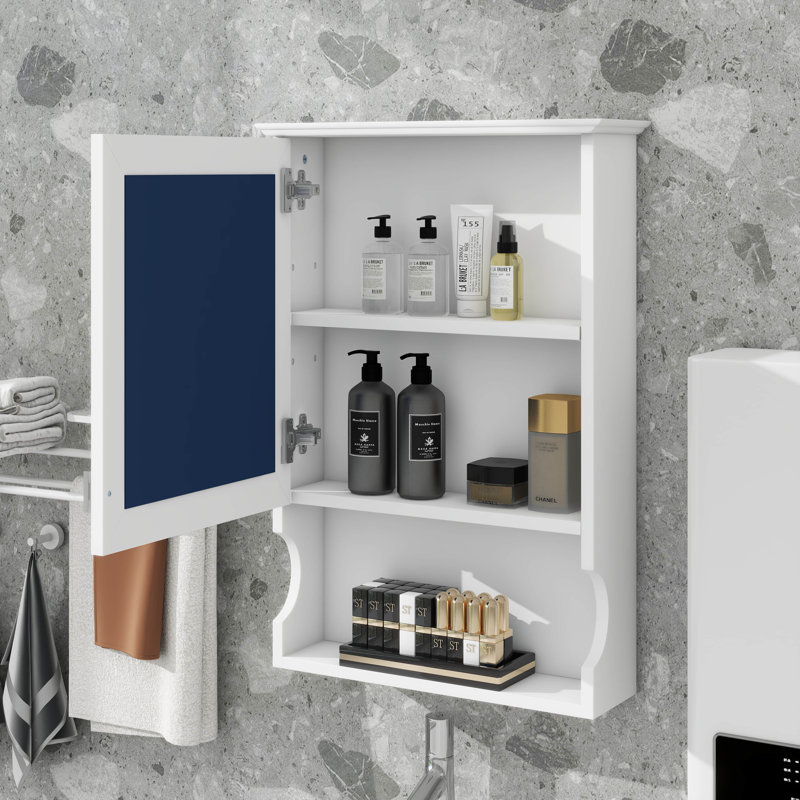 Armoire à pharmacie murale de 20 po avec miroir et miroir pour salle de bain, Blanc