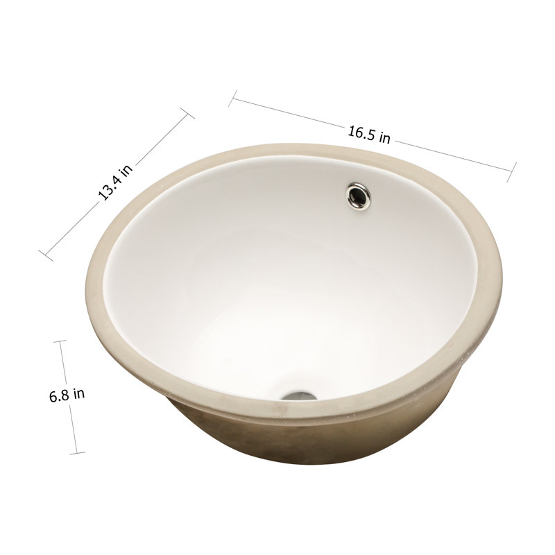 Lavabo de salle de bain encastrable ovale en céramique blanche avec trop-plein 16,5 "x l 13,4"