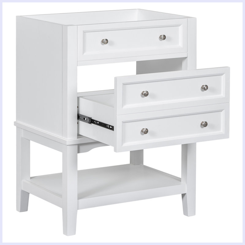 Modern Bathroom Vanity Storage Cabinet with Drawer and Open Shelf