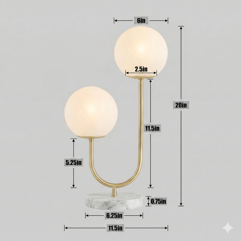 Metal 2-Light Globe Table Lamp