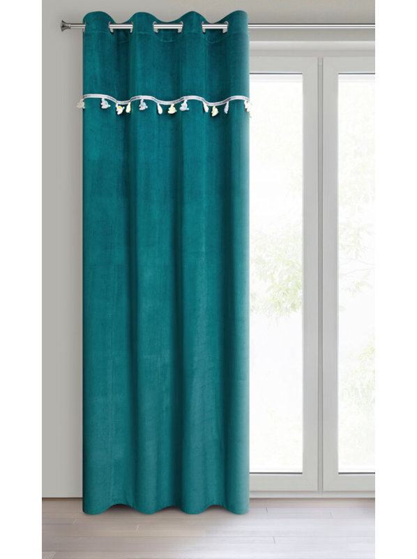 Kids Semi Sheer Curtain Single Panel, Teal