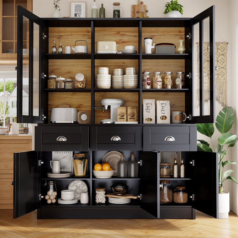 175cm Kitchen Pantry, Black
