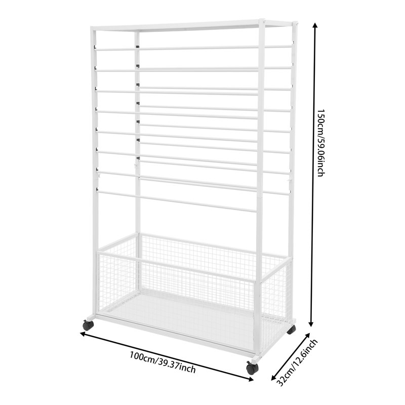 Support de rangement pour papier sur pied à 16 niveaux, Blanc, H 59,06 po x l 39,37 po x P 12,6 po