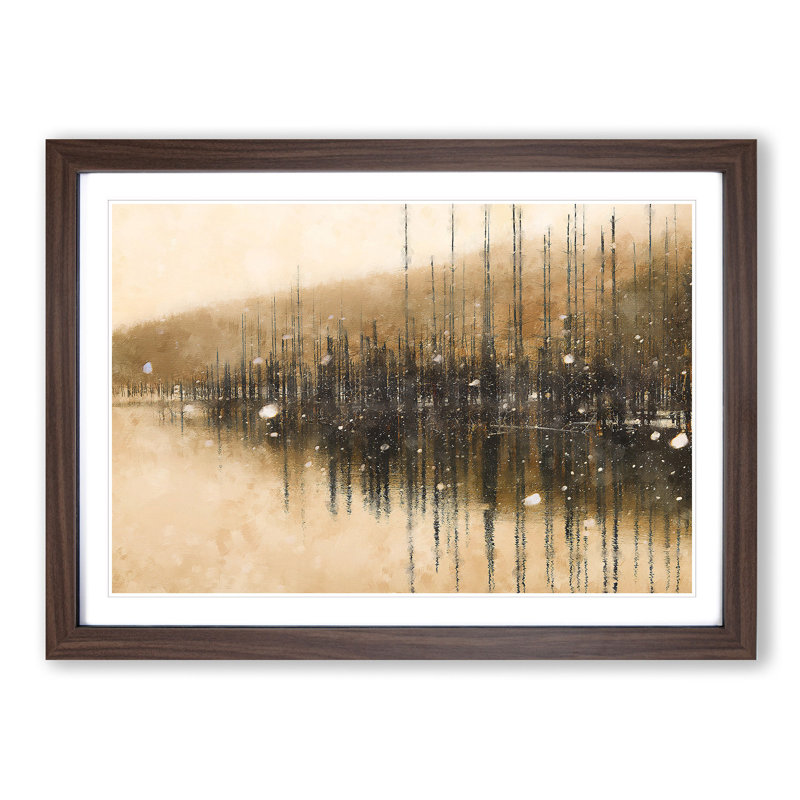 Winter in Cuejdel Lake in Romania - Picture Frame Painting Print, Walnut Framed, 62cm H x 87cm W x 2cm D