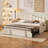 Upholstered Daybed with Adjustable Height Pop Up Trundle Bed and 2 Side Pockets-18349898