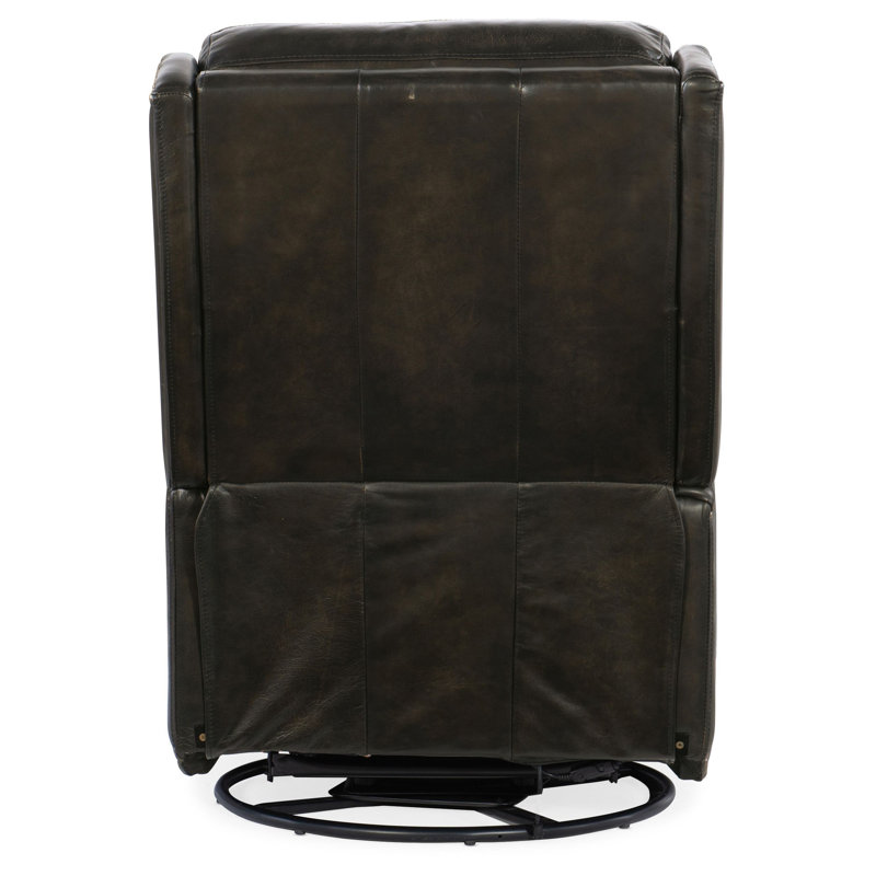 Dunsten Swivel Power Recliner, Dark Brown Genuine Leather